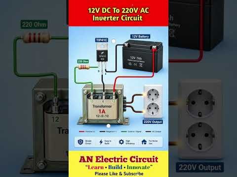 12V DC To 220V AC Inverter Circuit | #trending #viral #electronic #resistor