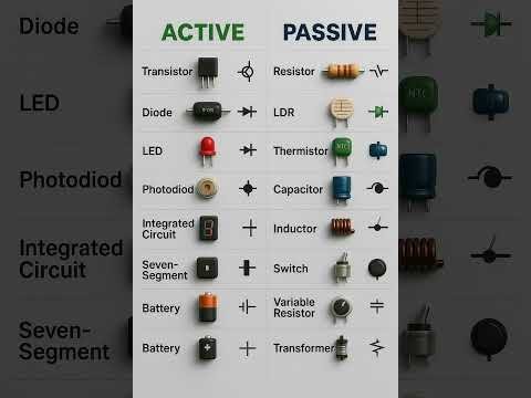 Active vs Passive Electronic Components 🔋⚡ | Symbols & Examples ✨